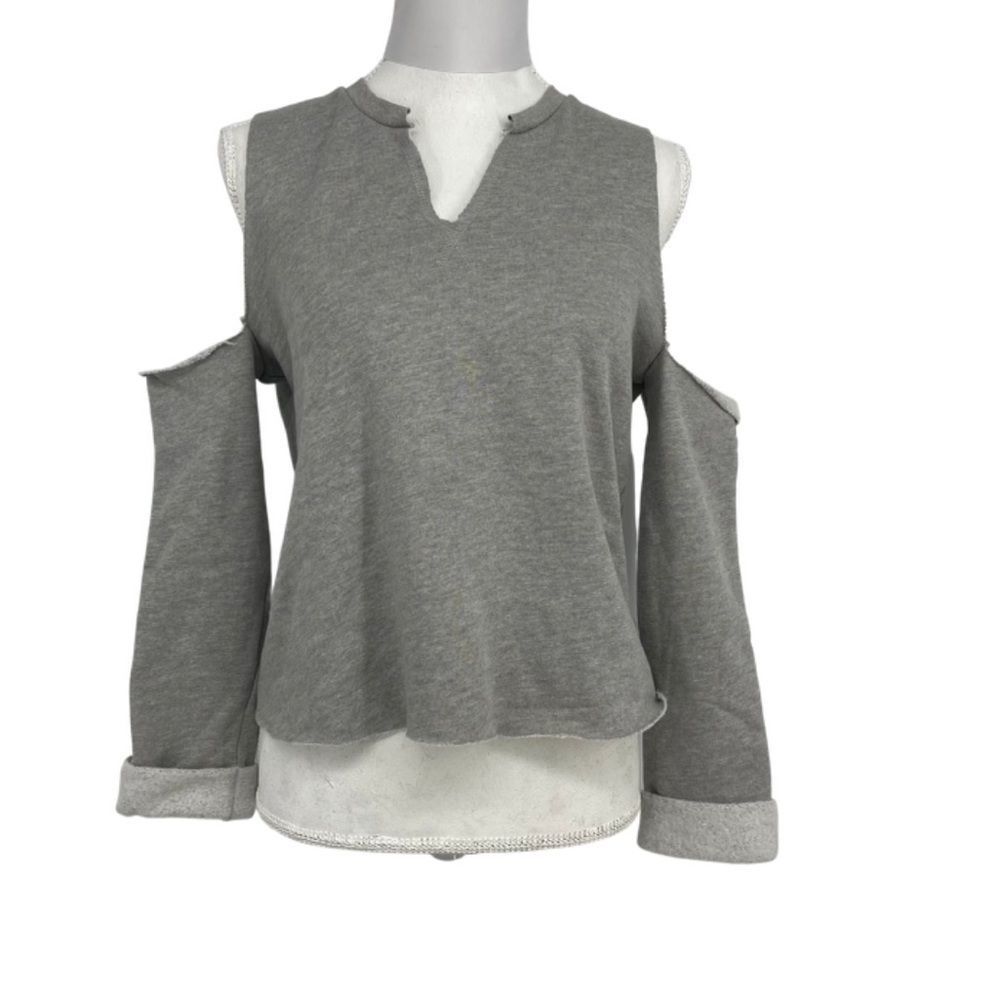 LA Made Cold Shoulder Raw Hem Top – Size Small